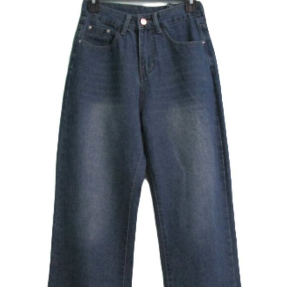 Three Button Baggy Wide Leg Boyfriend Jeans by Commense-Denim-XS-NWT - Picture 3 of 16